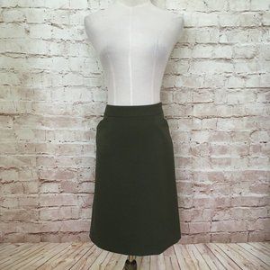 THEORY Pencil Skirt Womens Size 8 Olive Green Career Side Zipper Stretch